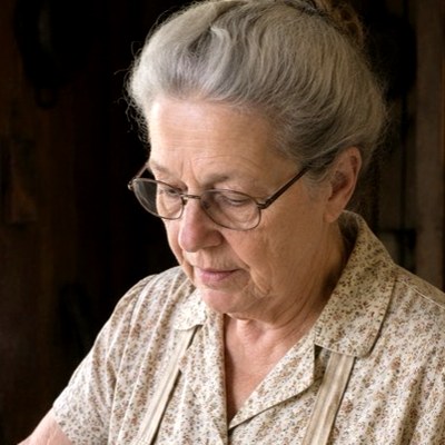 Verna Ledford at her stove